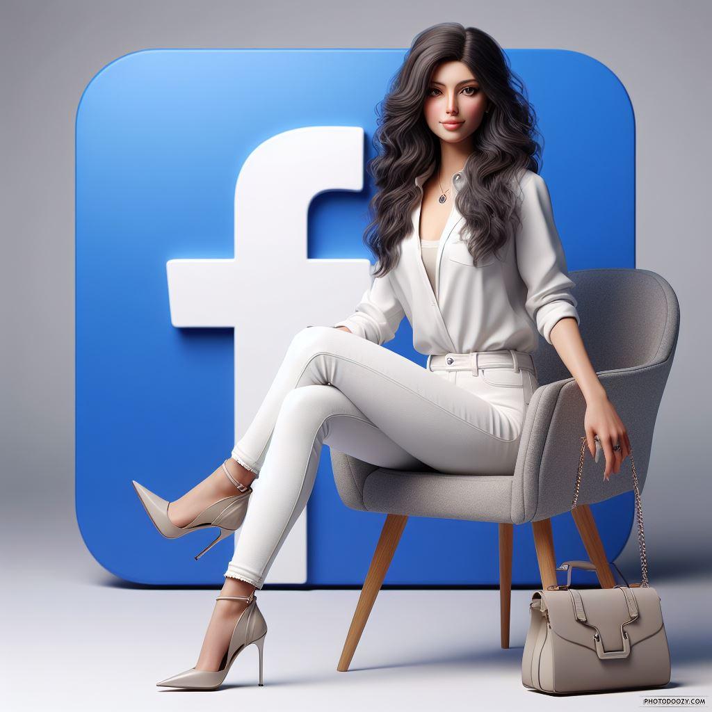 Latest 2024 Trending Hot Girl In White Jeans And Shirt Striking Profile   Latest 2024 Trending Hot Girl In White Jeans And Shirt Striking Profile Picture With 3d Ai Facebook Logo Photodoozy 