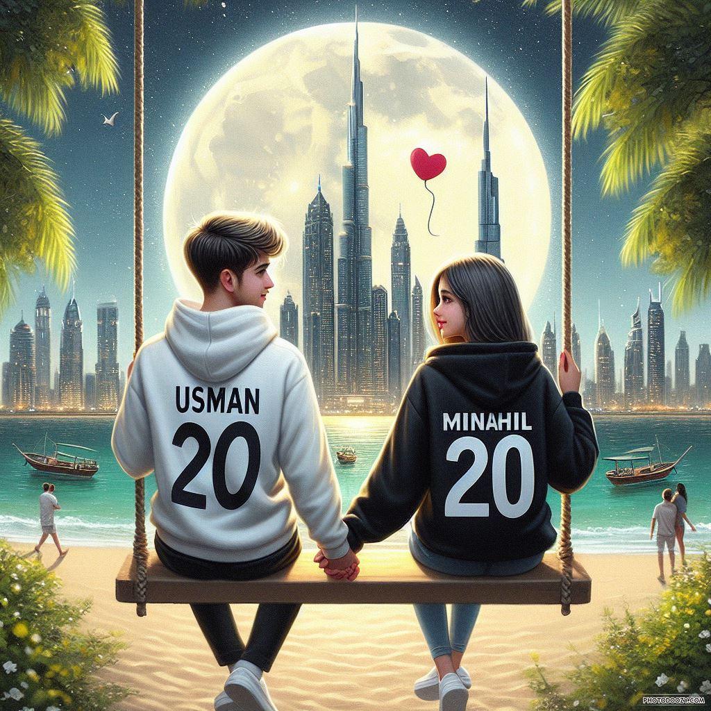 Latest 2024 Trending Minahil Usman AI 3D DP Couple In Dubai Beach   Latest 2024 Trending Minahil Usman Ai 3d Dp Couple In Dubai Beach Serenity Moonlit Togetherness Photodoozy 